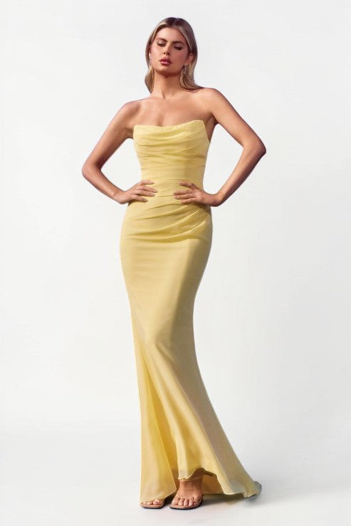 Yellow Strapless Gown