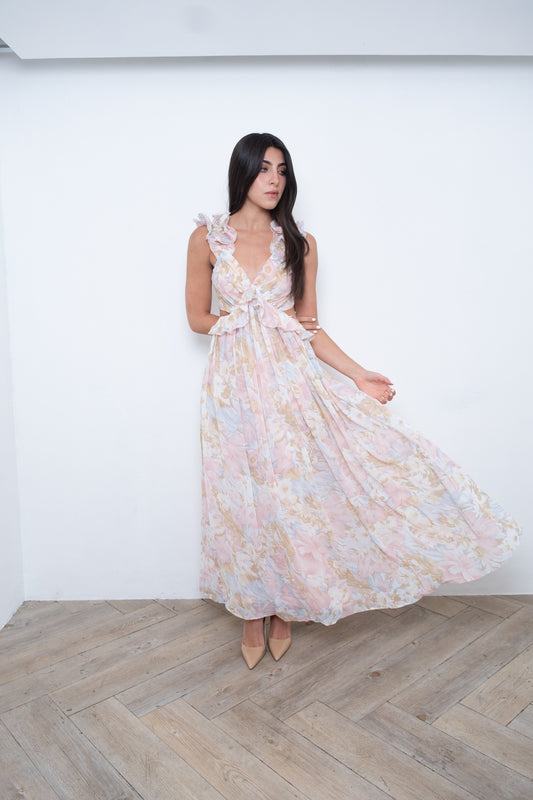 Baby Pink Florals Maxi Dress