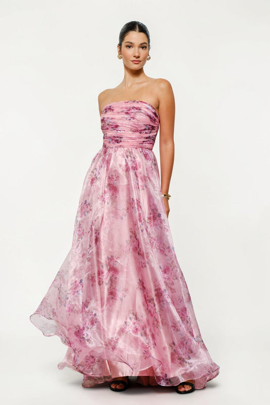 Pink Floral Organza