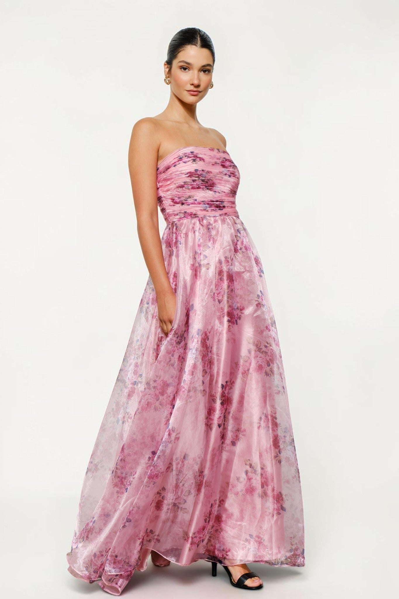 Pink Floral Organza