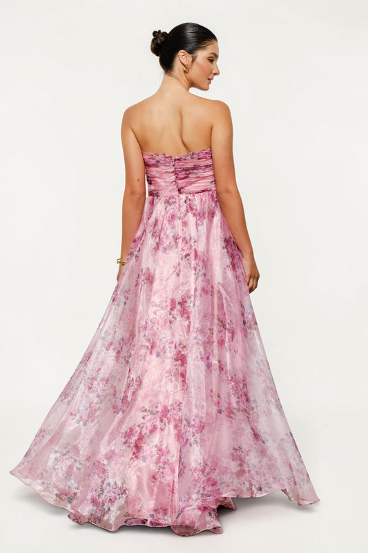 Pink Floral Organza