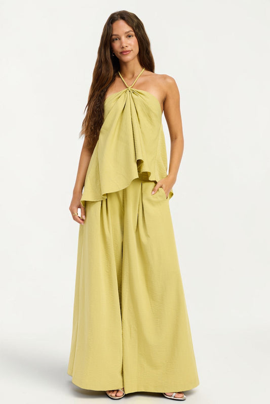 Olive Halter Wide-Leg Set