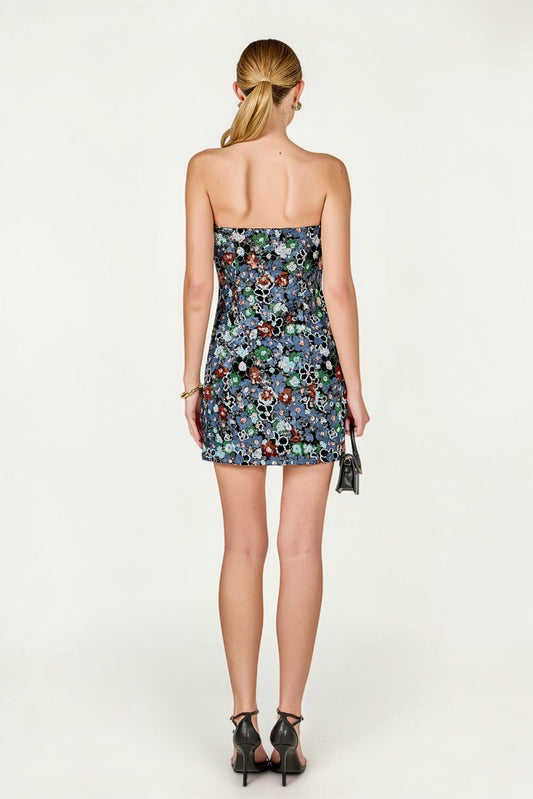 Midnight Floral Sequin Mini Dress