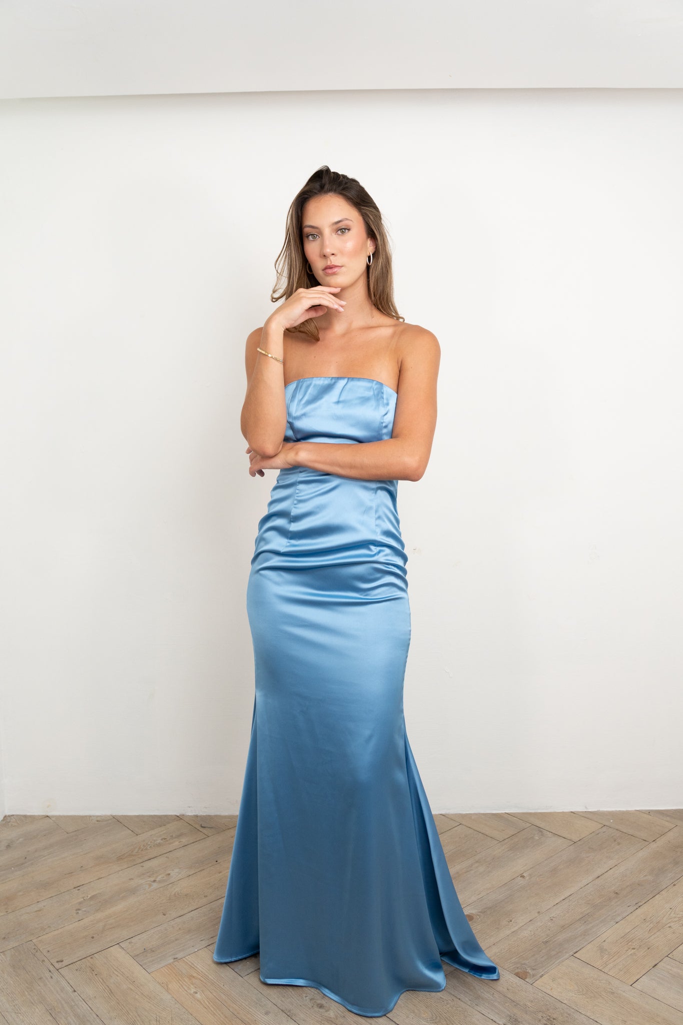 Blue Silk Maxi Dress