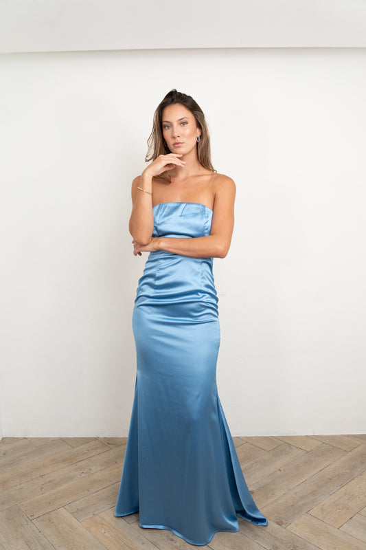 Blue Silk Maxi Dress