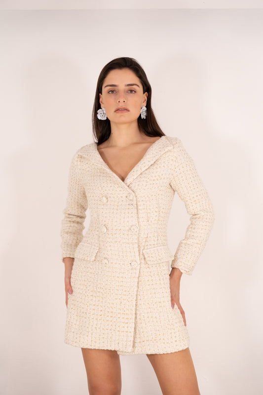 Ivory Blazer Tweed Dress