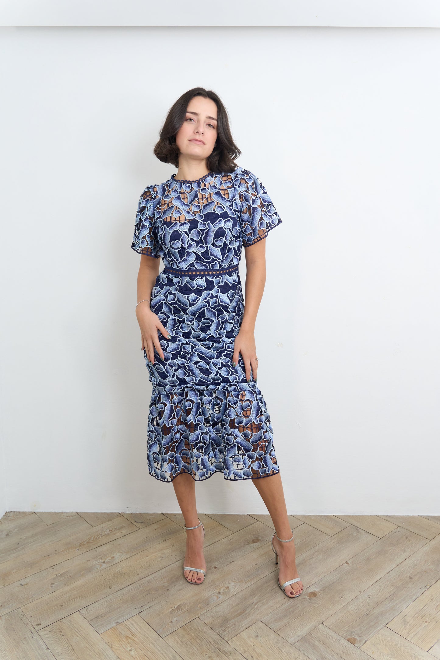 Blue Laced Midi Dress