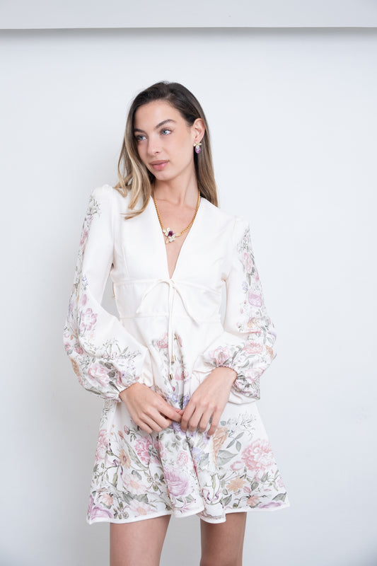 Floral Mini Nude Dress