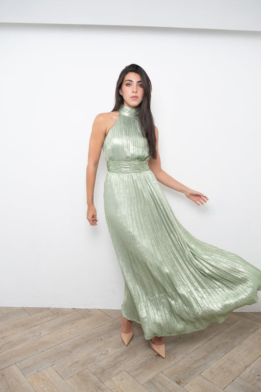 Sage Metallic Maxi Dress
