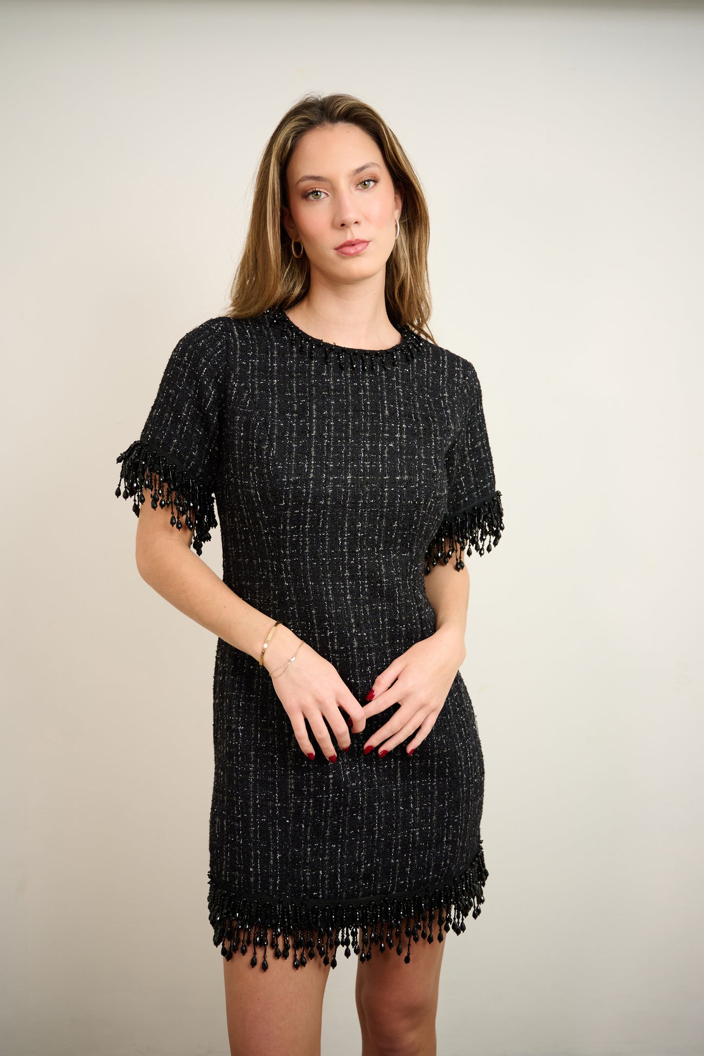 Black Tweed Mini Dress
