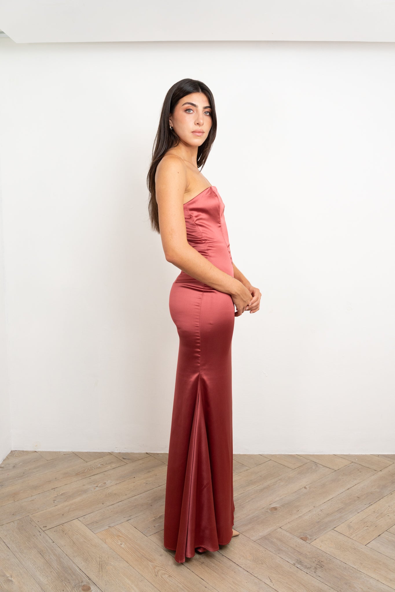 Raspberry Silk Maxi Dress