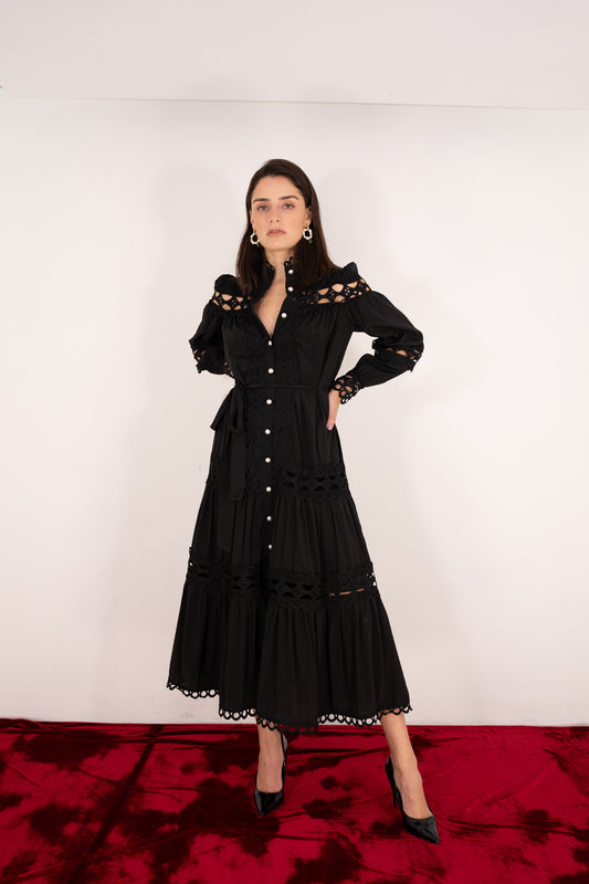 Black Crochet Maxi Dress