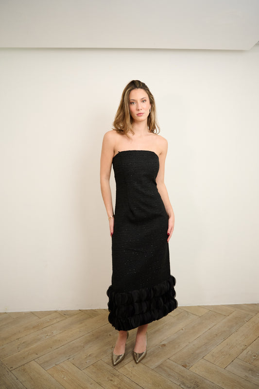 Black midi tweed dress