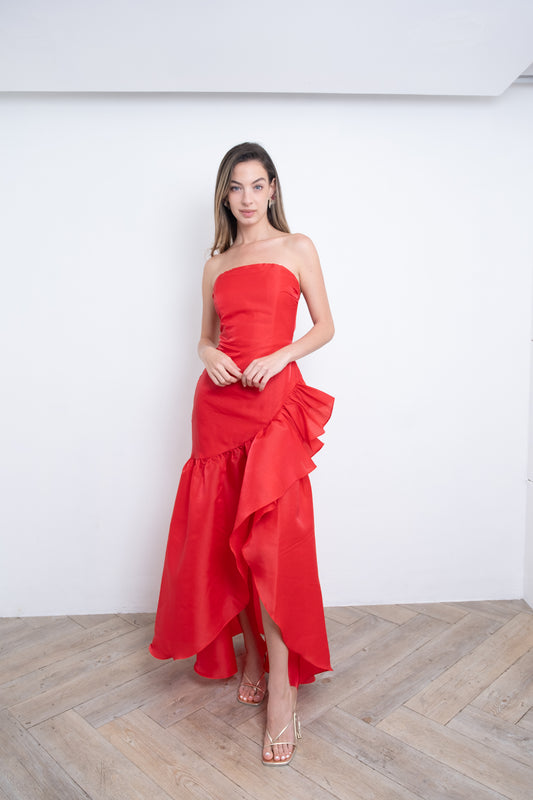 Red Strapless Emoji Dress