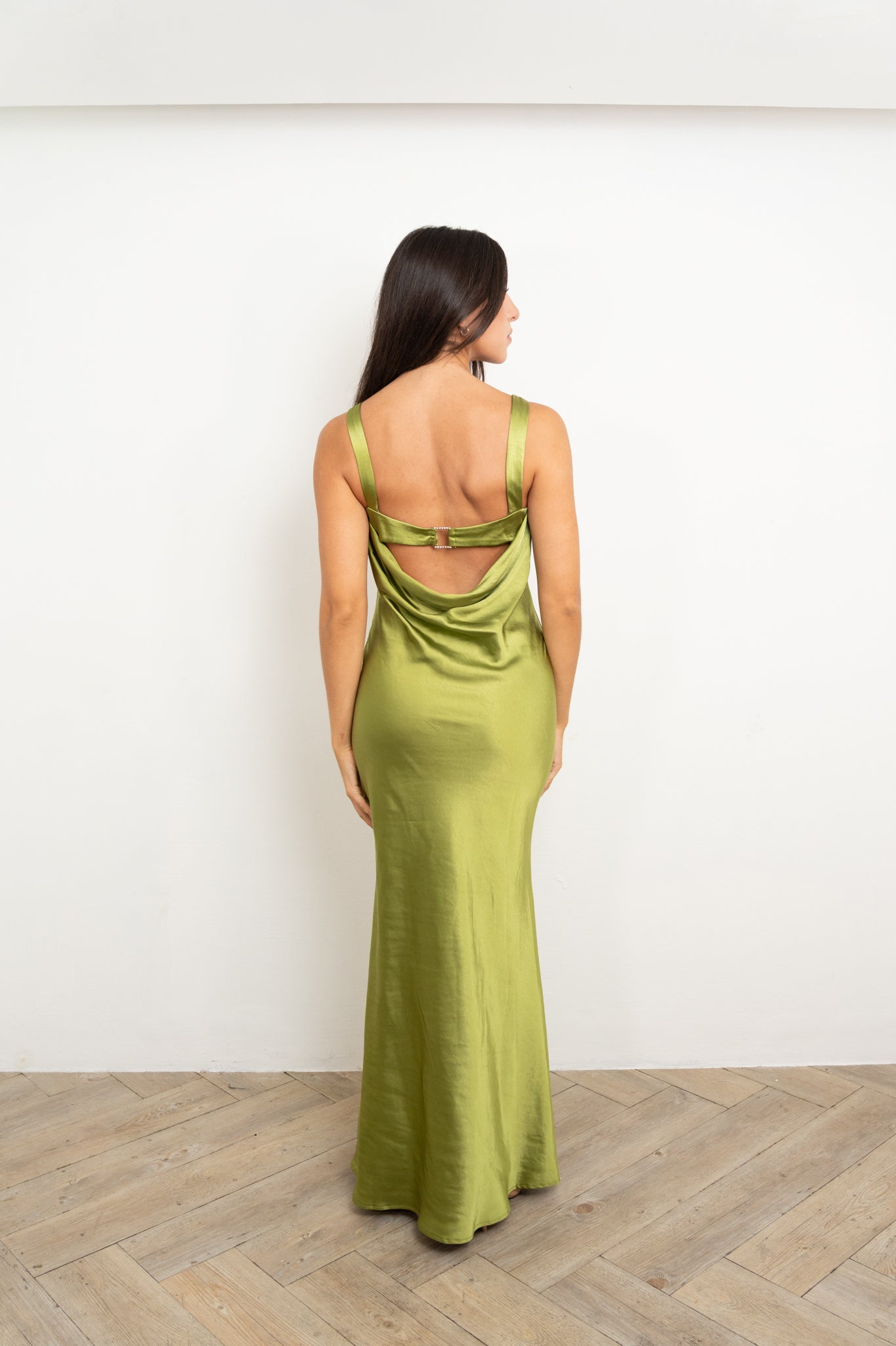 Green Silk Halter Dress
