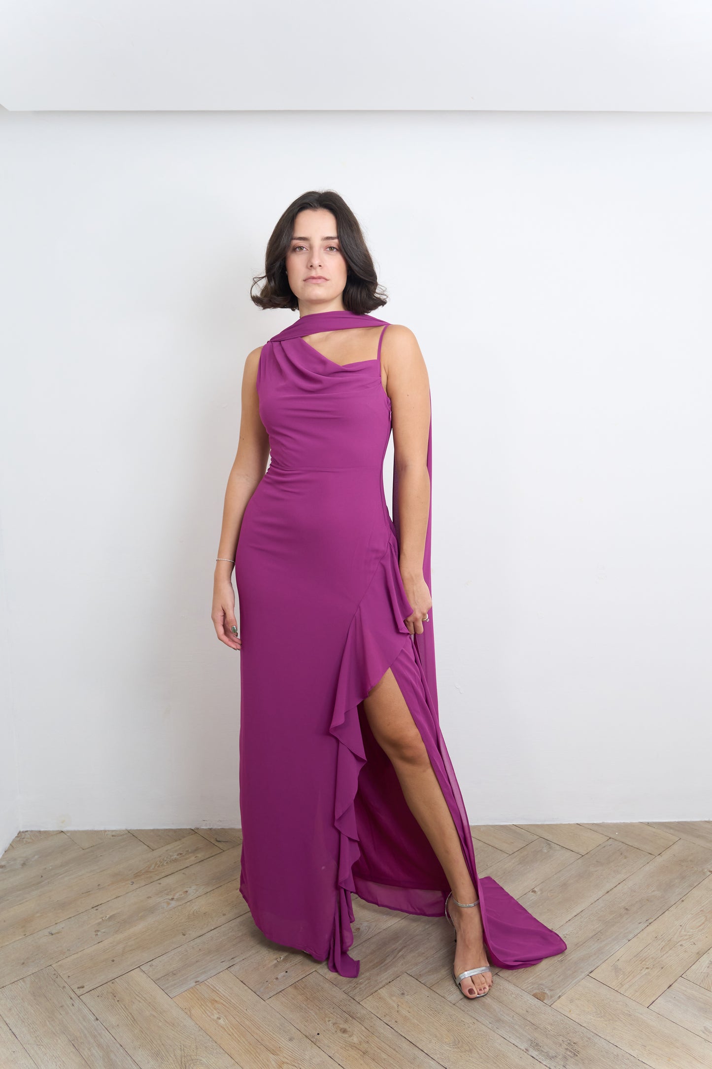 Magenta One Sleeve Dress