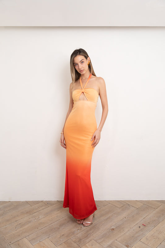 Orange Ombre Summer Dress