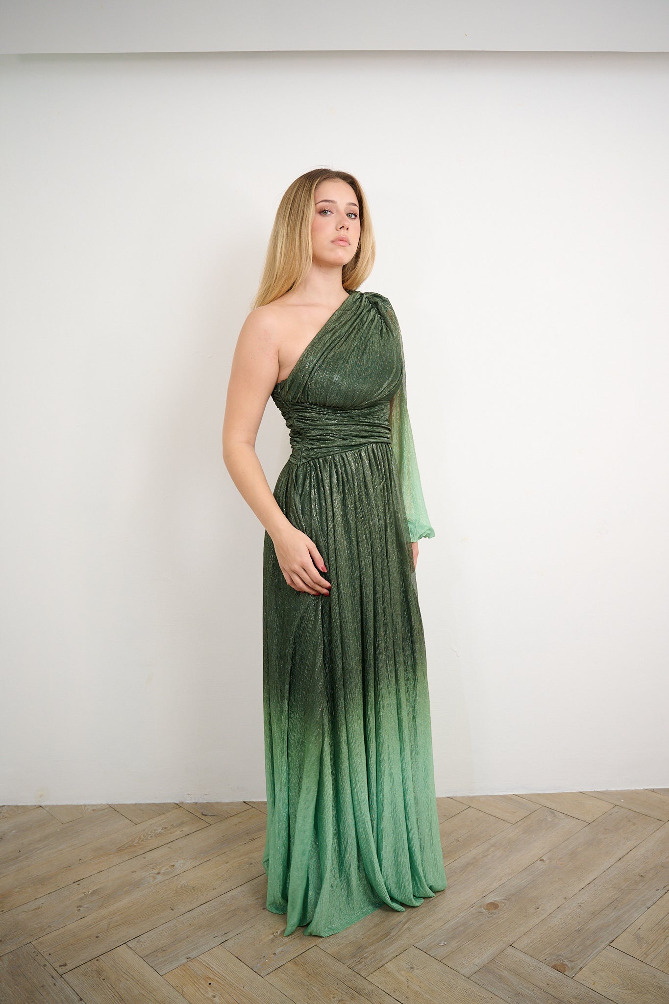 Green Metallic Ombre Dress