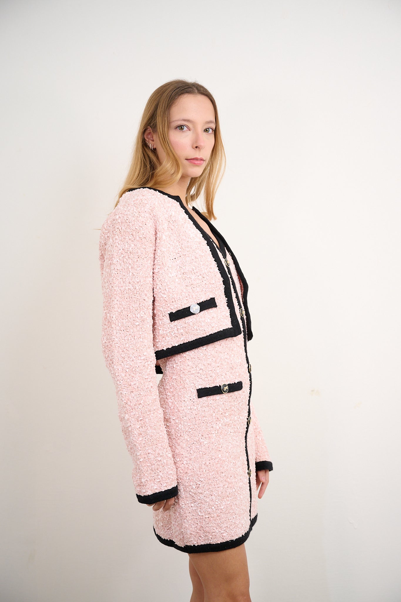 Pink Tweed Jacket & Dress Set