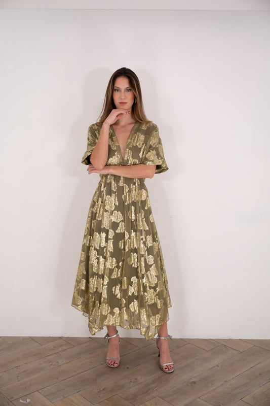 Olive Gold Kimono Dress