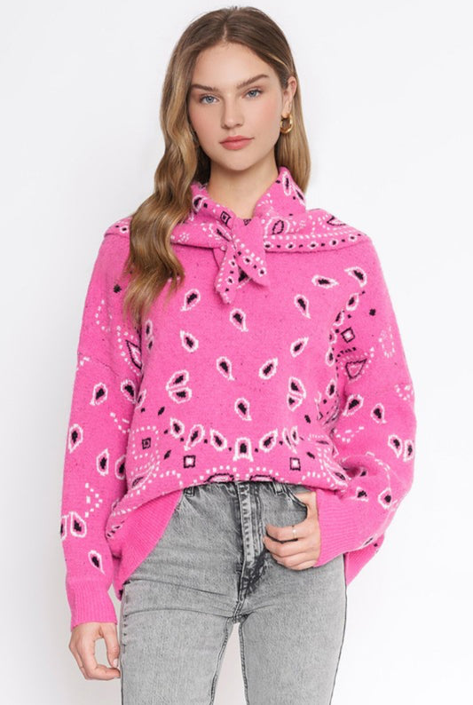 Bandana Pink Sweater