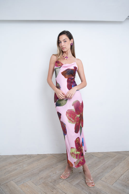Pink Floral Pencil Dress