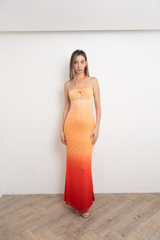 Orange Ombre Summer Dress