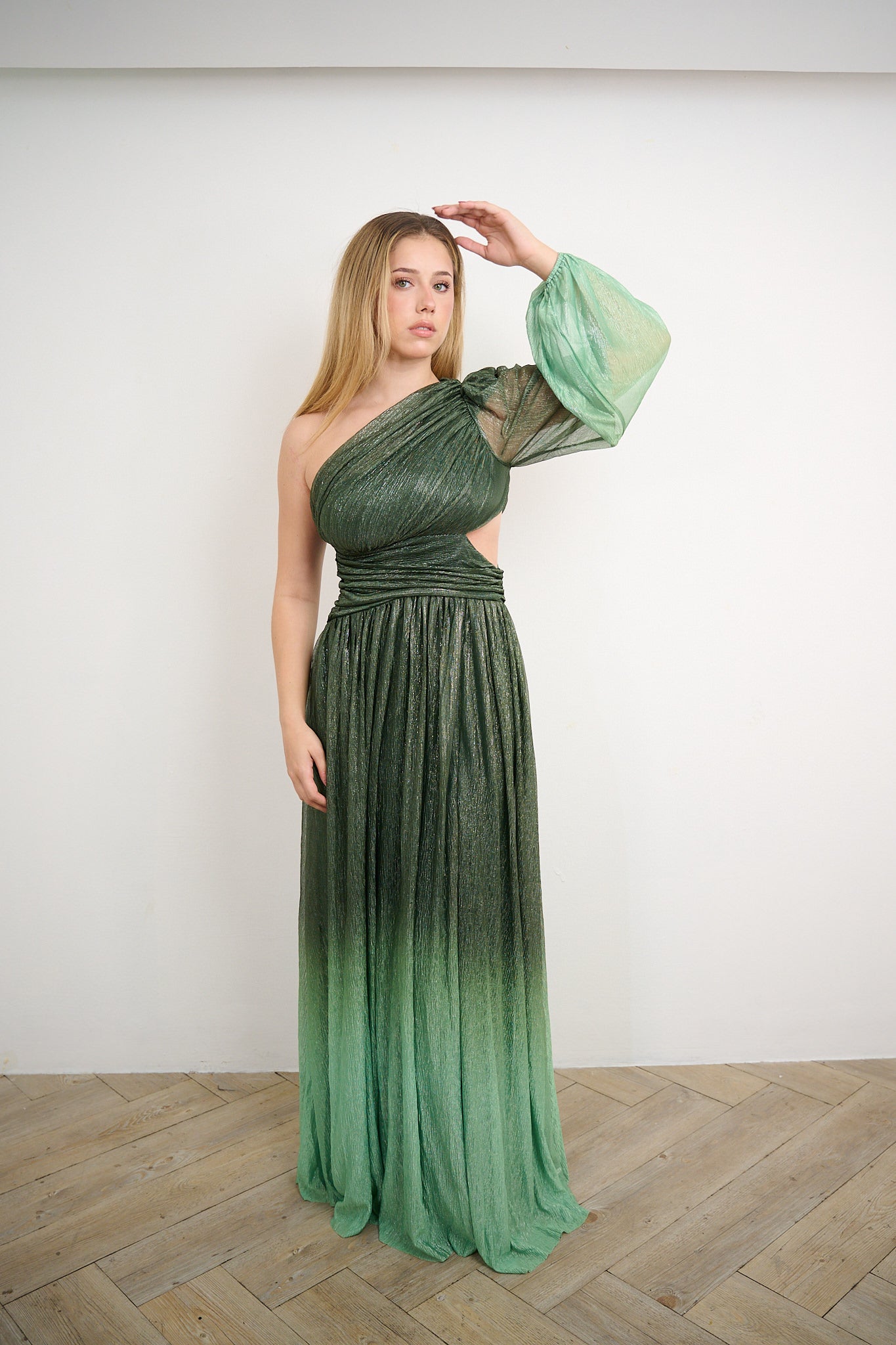 Green Metallic Ombre Dress