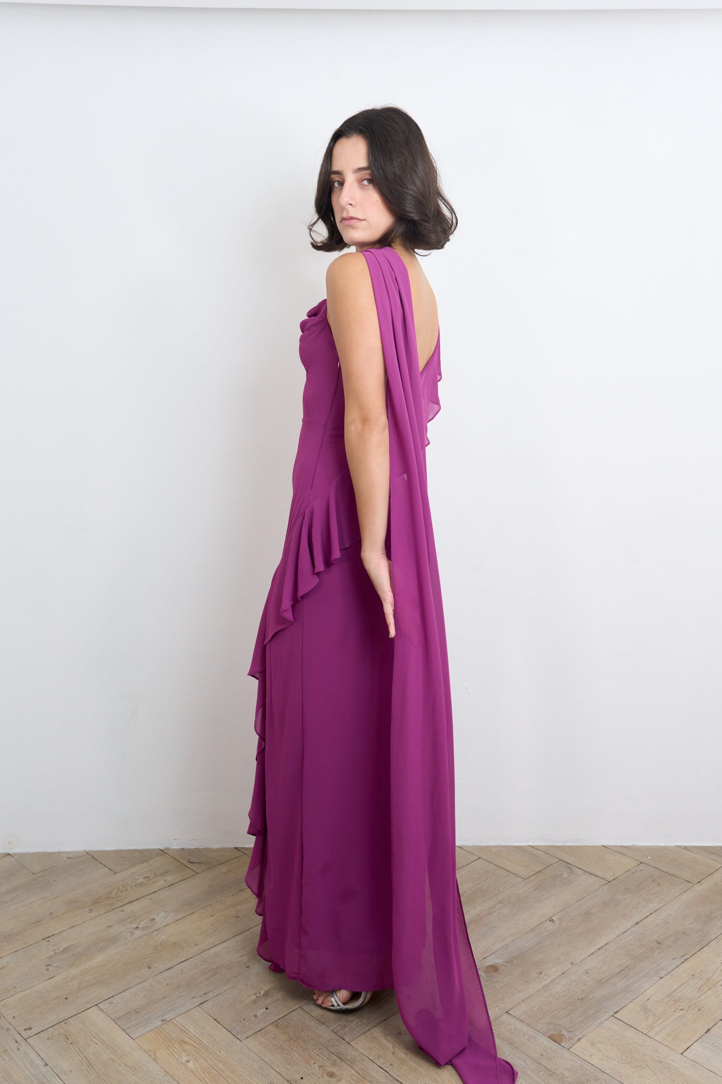 Magenta One Sleeve Dress