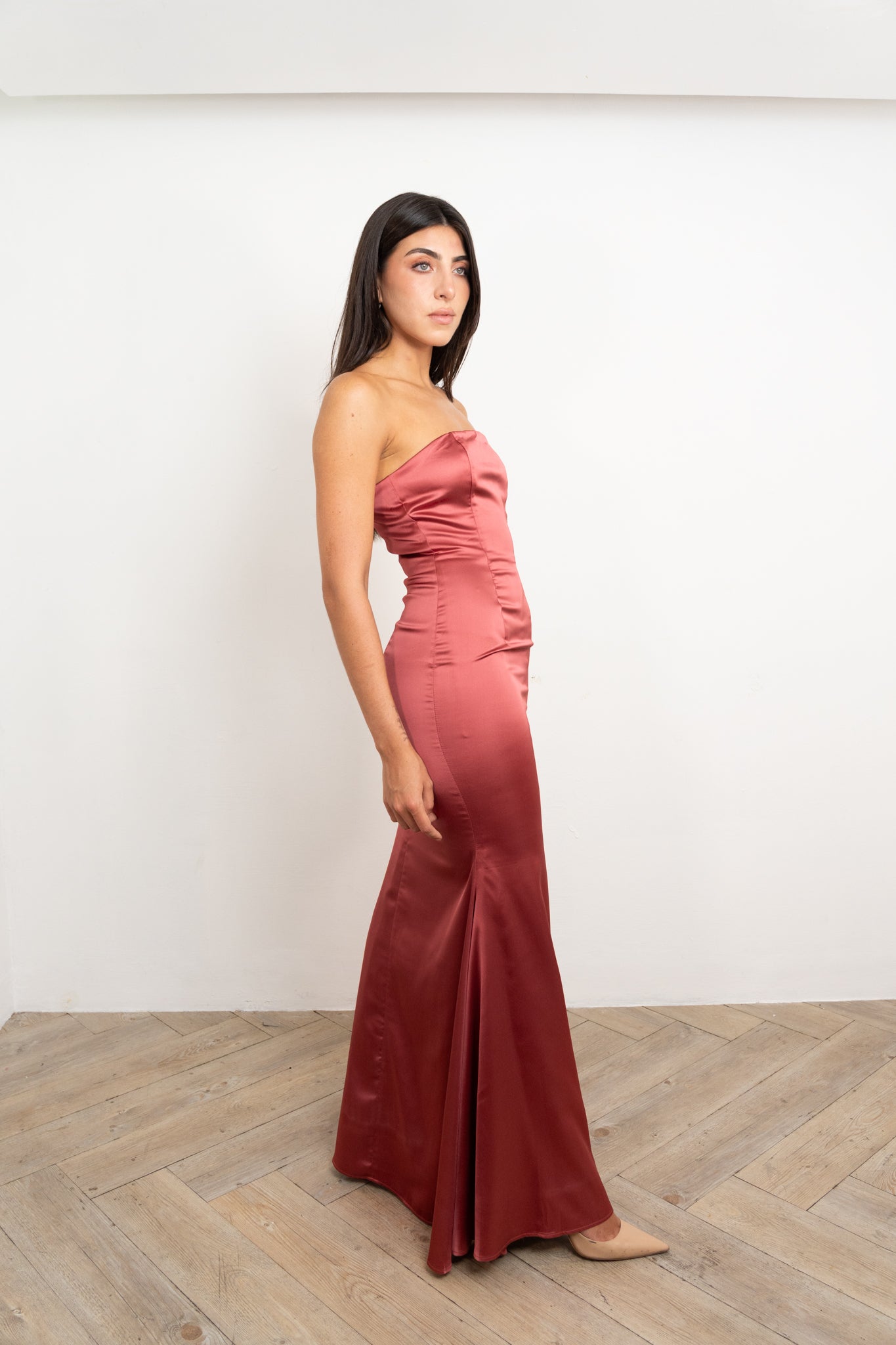 Raspberry Silk Maxi Dress