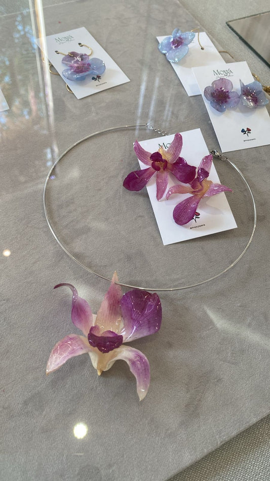 Juego Choker Orquídea Morada