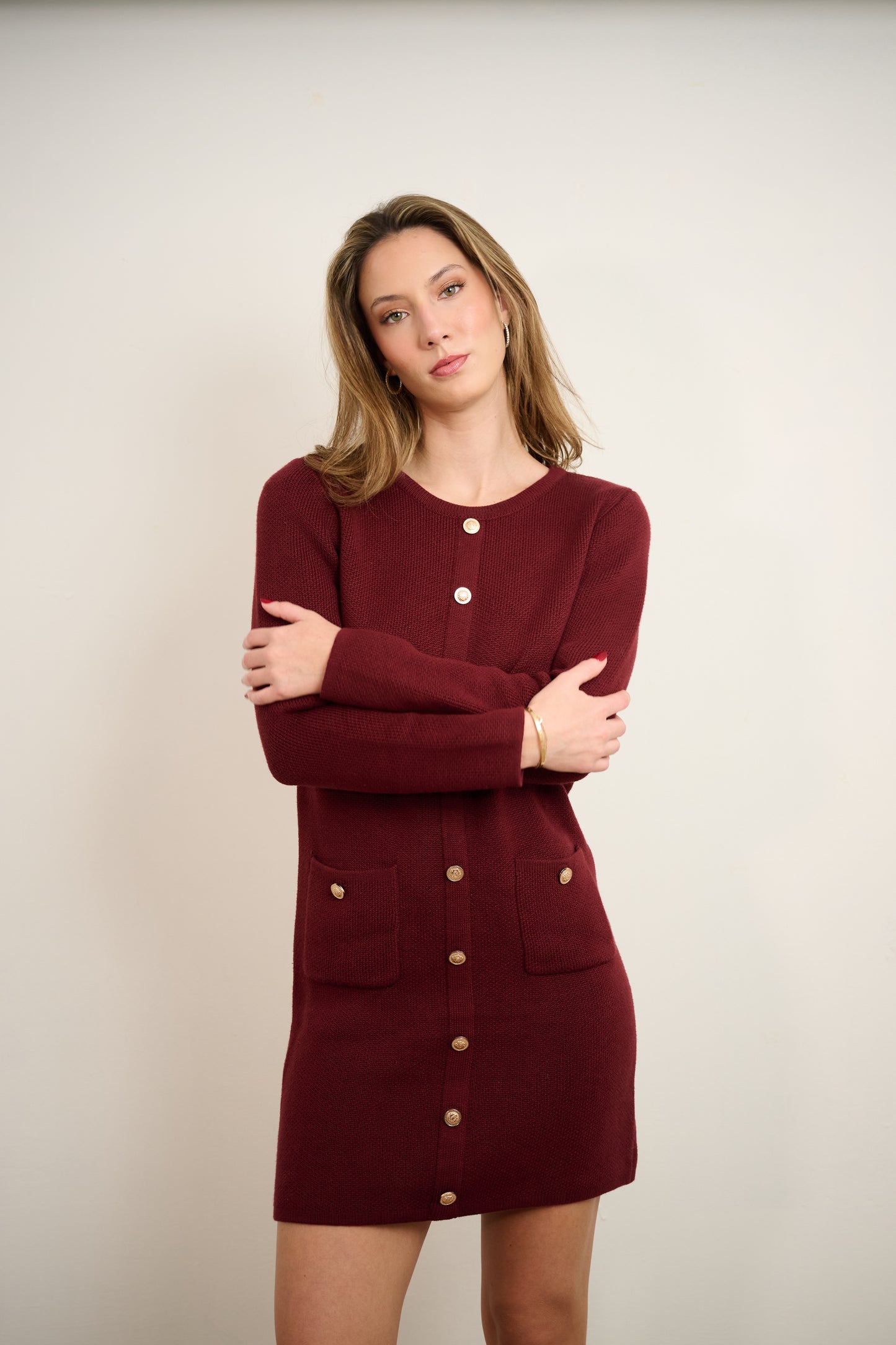 Wine sweater dress