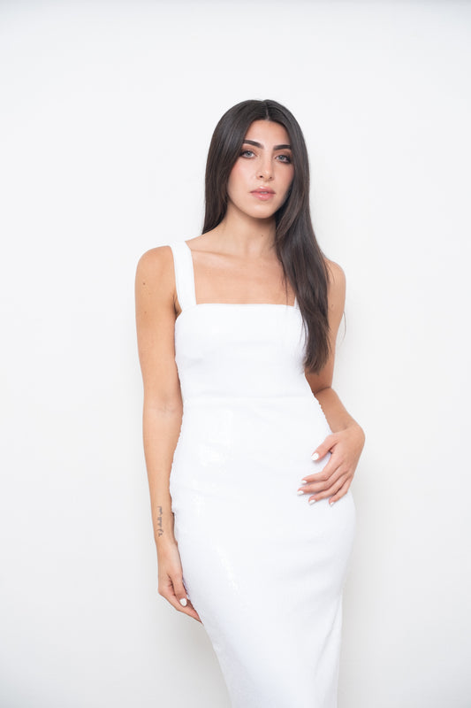 White Sequin Maxi Dress
