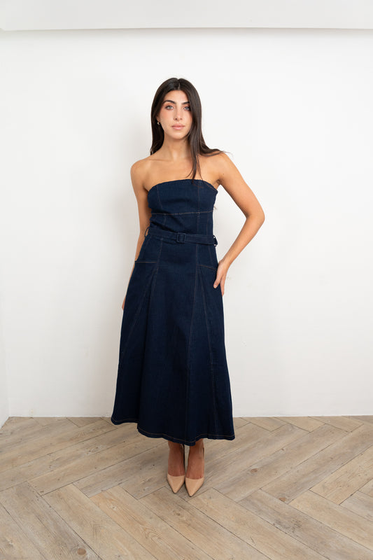 Denim Midi Belted Dress