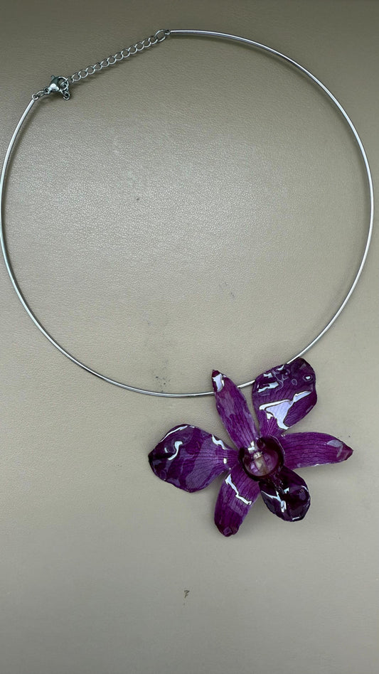 Choker Playa Orquidea Morada Chica