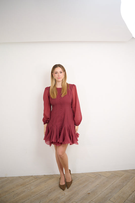 Wine mini buttoned dress