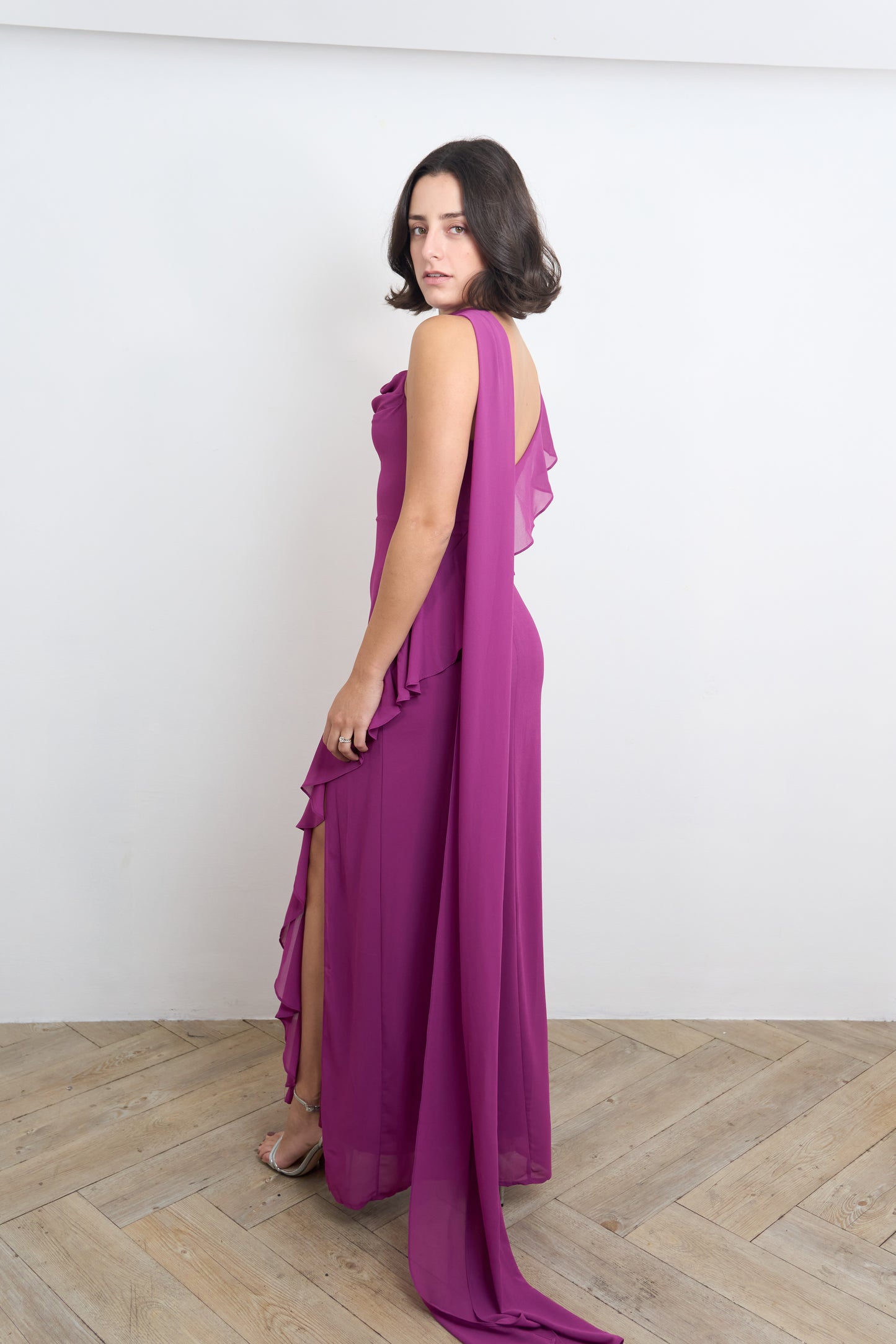 Magenta One Sleeve Dress