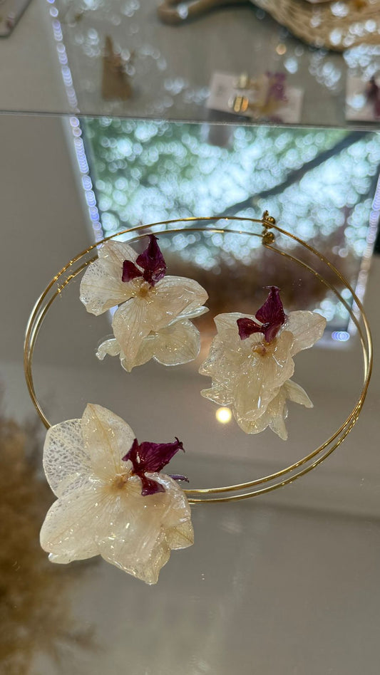 Juego Choker Orquidea Blanca