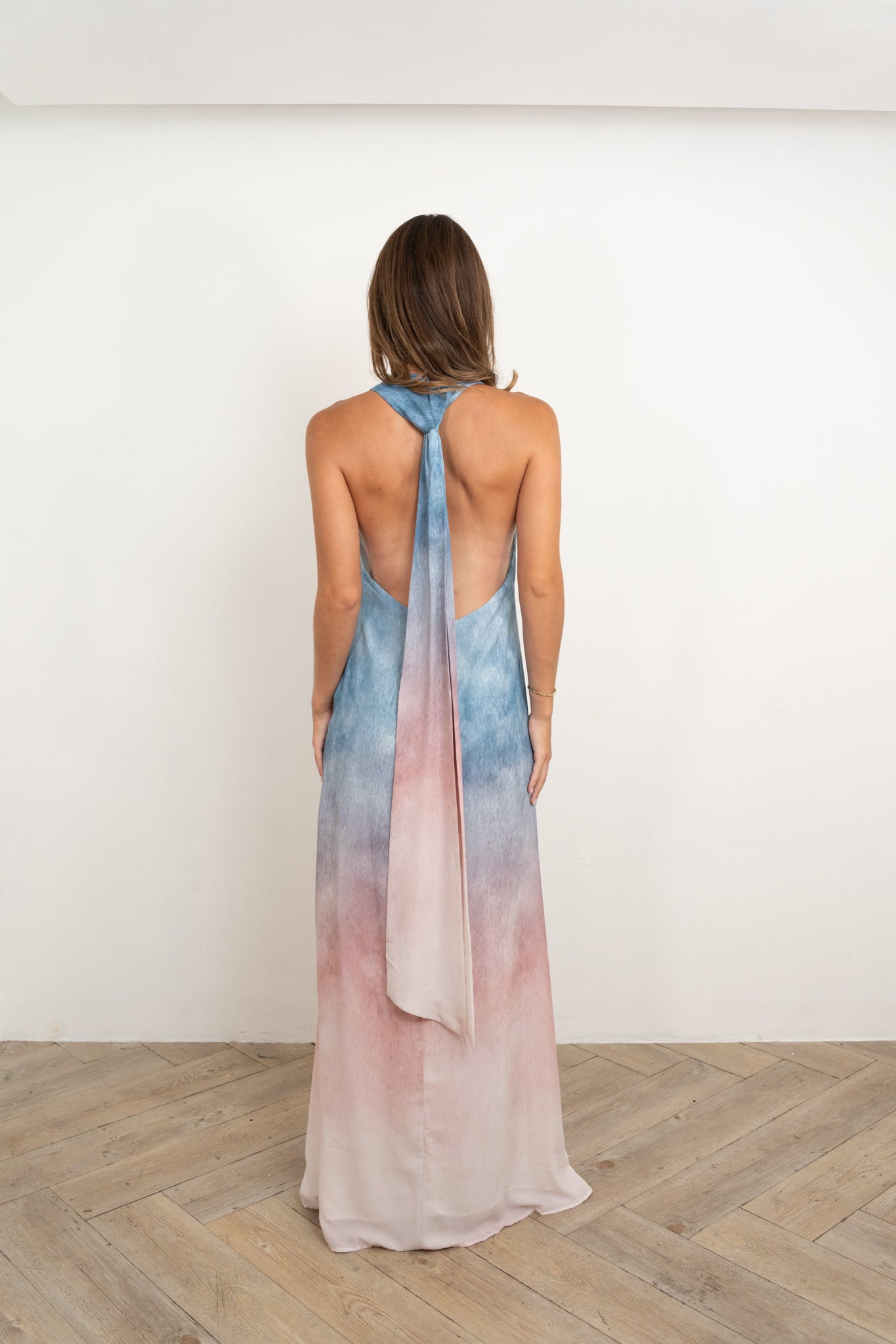Blue Pink Ombre Halter Dress
