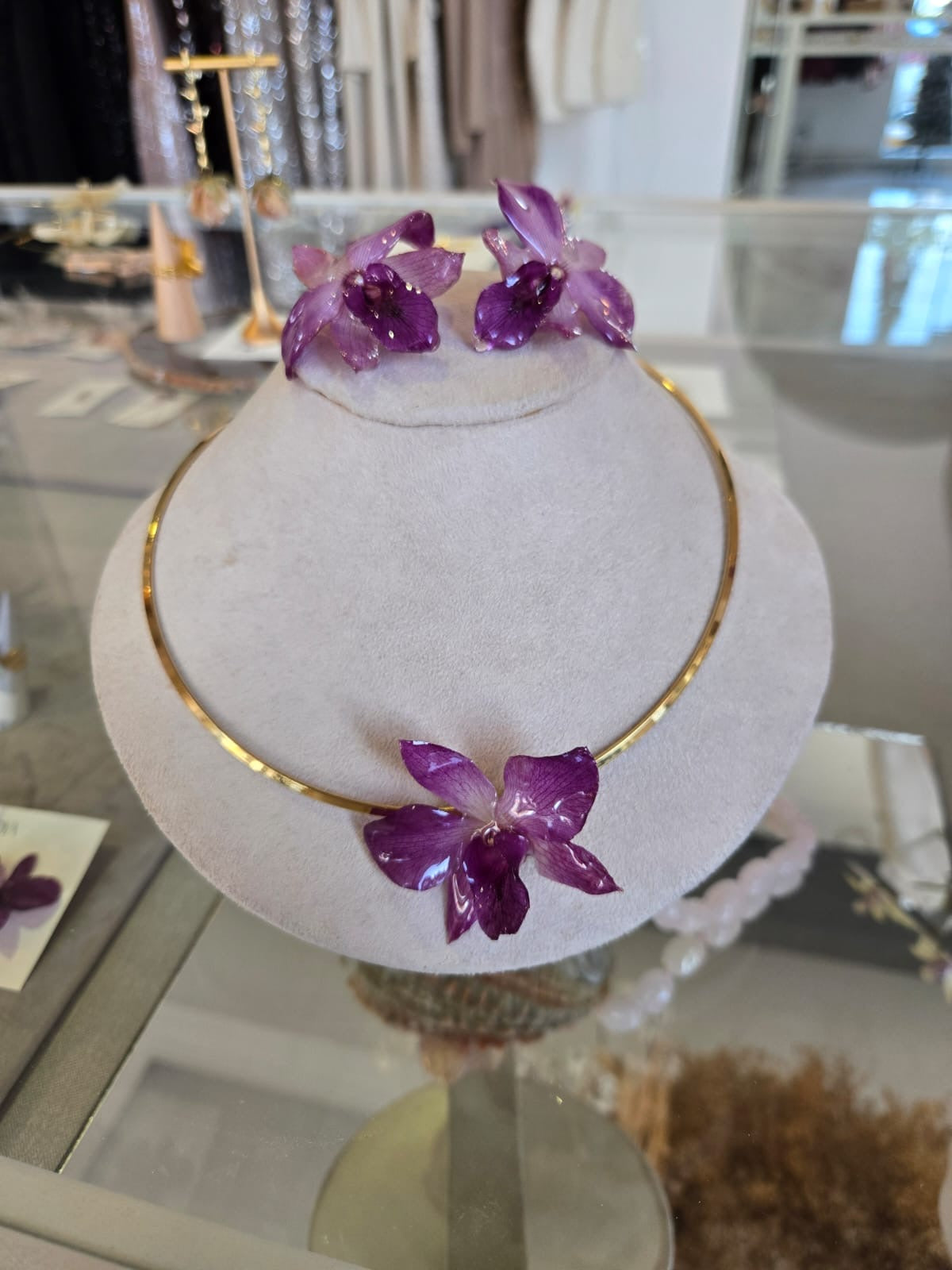 Juego Choker Orquídea Morada