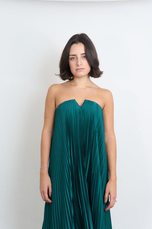 Emerald Pleated Dress