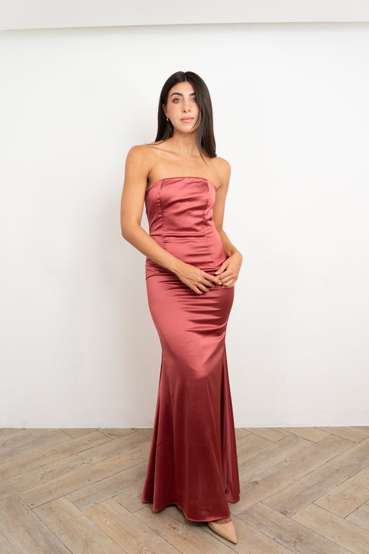 Raspberry Silk Maxi Dress