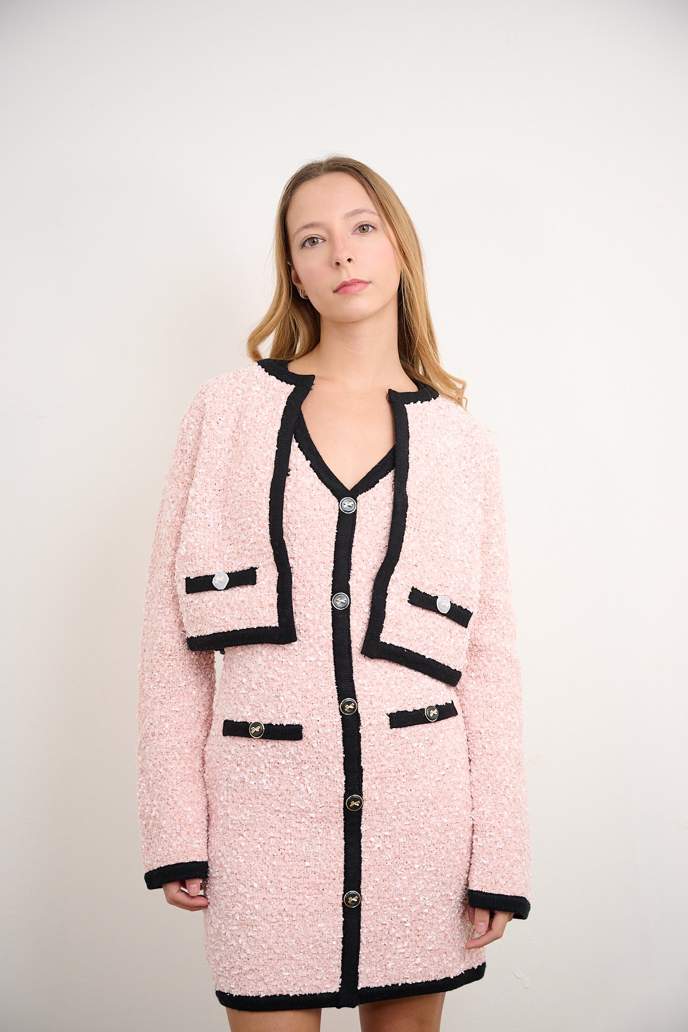 Pink Tweed Jacket & Dress Set