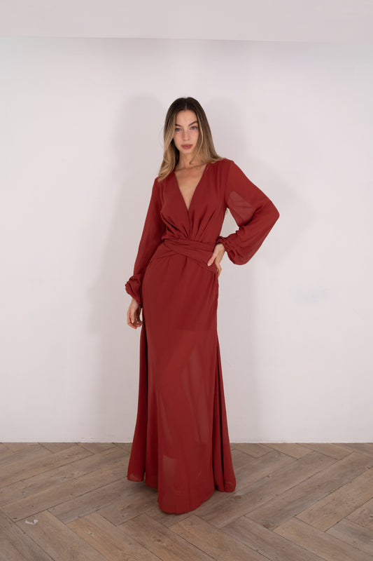 Rust Tie Maxi Dress