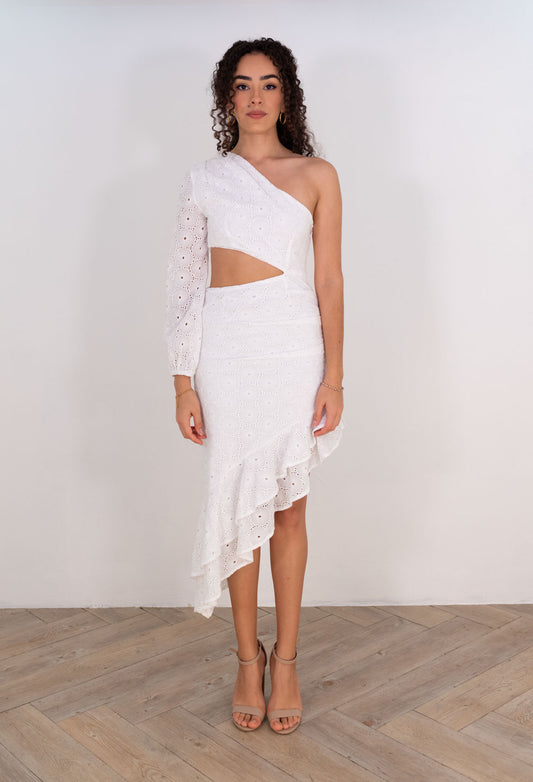 Ivory Lace Cut Out Dress