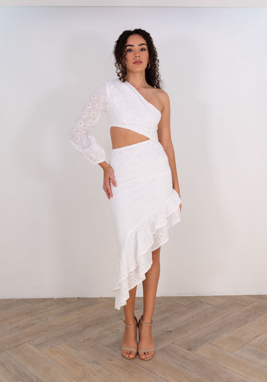 Ivory Lace Cut Out Dress