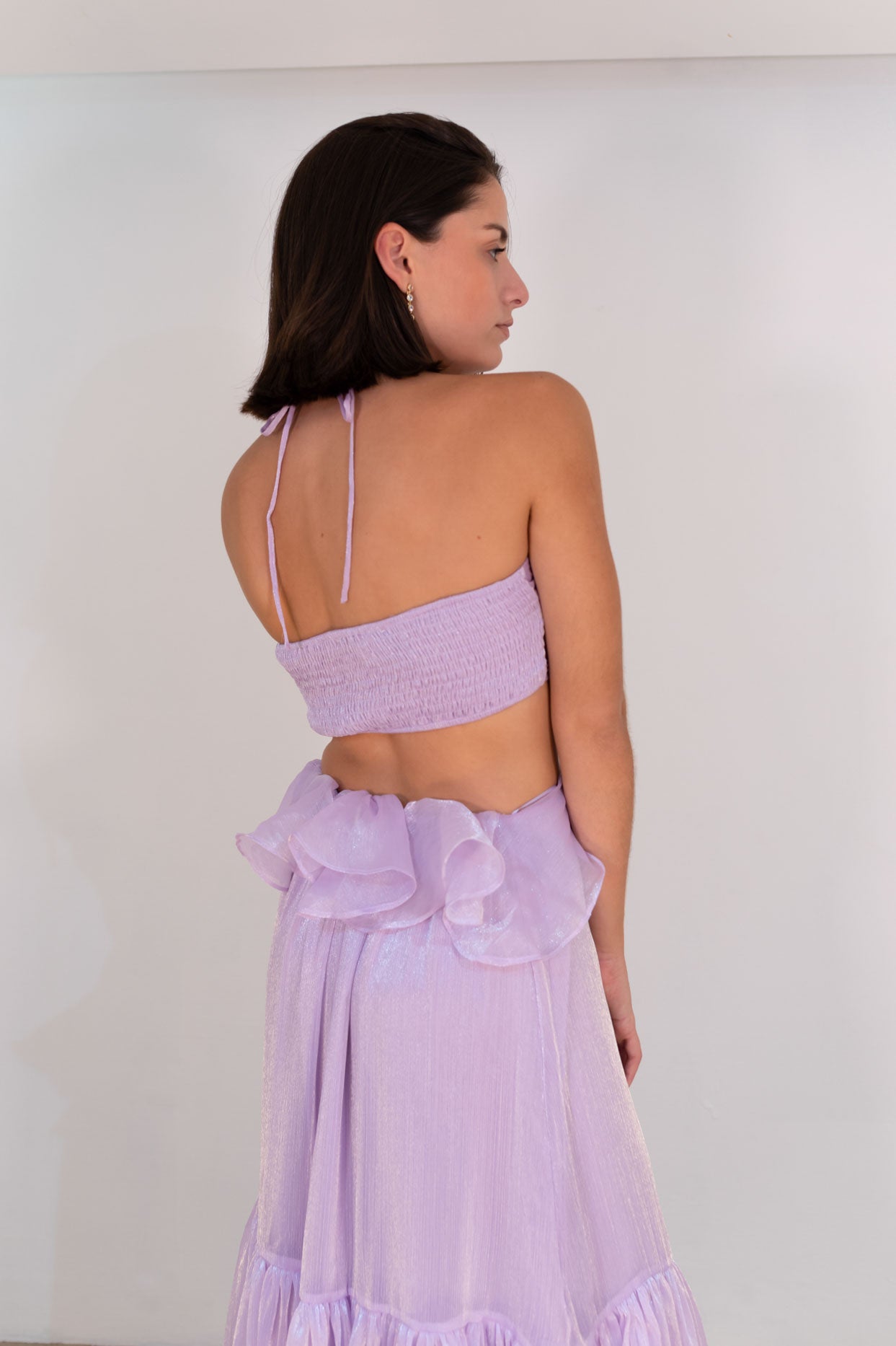Lavender Ruffled Cutout Dress