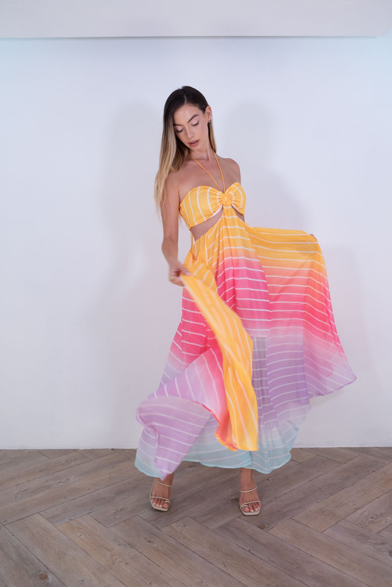 Rainbow Striped Summer Dress