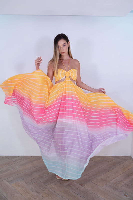 Rainbow Striped Summer Dress