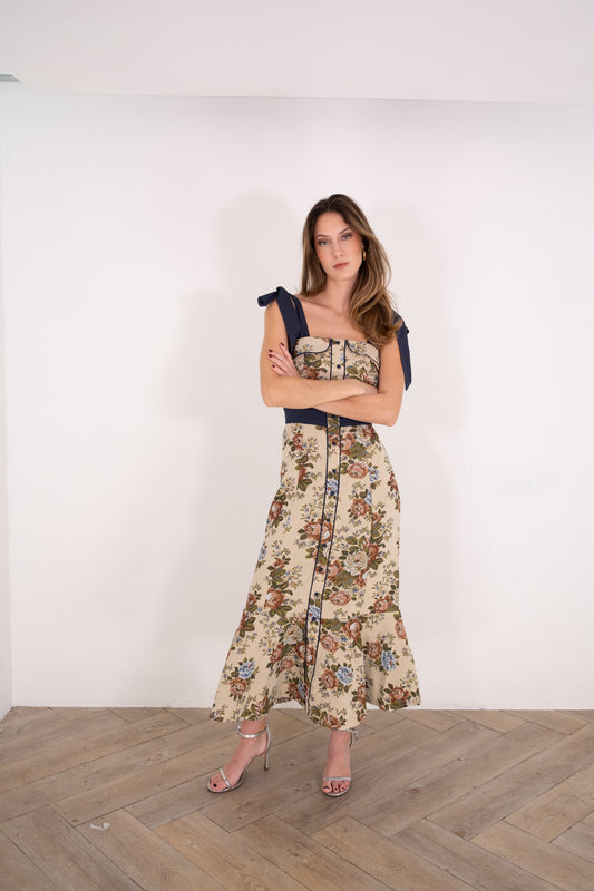 Tapestry Fabric Midi Dress